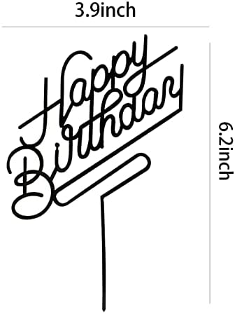 Happy Birthday Cake Topper,Acrylic cake Toppers,Birthday Party Decoration Supplie (Black)