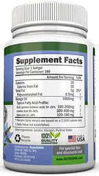 Borage Oil - 1000 mg - 180 Softgels - Cold Pressed High GLA Borage Seed Oil - Hexane and PA Free - Great for Skin, Hair and Bones.
