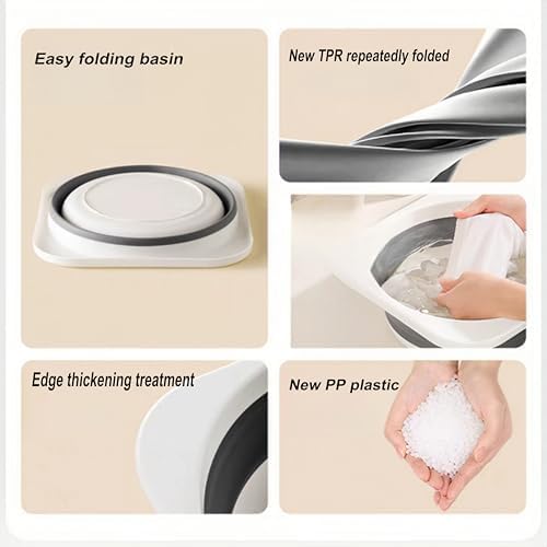 Portable Folding Wash Basin, 1.4 Gallon Lightweight Collapsible Sink, Camping Dish Tub, RV, Travel, Space-Saving and Easy to Store (Grey, 1 Pack)