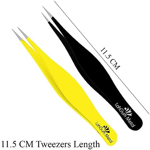 Super Sharp Pointed Tweezers Precision Fine Point Tip Ingrown Hair Removal Kit - Extra Thin Stainless Facial Hair Remover for Face