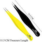 Super Sharp Pointed Tweezers Precision Fine Point Tip Ingrown Hair Removal Kit - Extra Thin Stainless Facial Hair Remover for Face