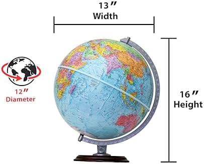 Replogle Easy To Assemble Student - Educational Classic World globe, Blue Ocean, Raised Relief feature, including a bonus map, made in USA, 12"/30cm diameter. In minutes you will have this globe assembled and ready for use. (Ready To Assemble- Blue)