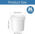10 PCS White Plastic Bucket with Handle and Lid 0.5 Gallon/2L Food Storage Bucket Containers All Purpose Stackable Pail for Multipurpose Paint Water Art Crafts Projects Garage Organization