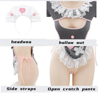 sexy Maid Outfit Anime Hallowee Cosplay Costume Japanese Sweet Apron Fancy Lace Up One Piece Party Lingerie Bodysuit Costume with Socks
