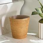 Rattan Bathroom Wastebasket Wicker Trash Can Woven Storage Basket for Bedroom,Home Office,Compact Spaces (1)