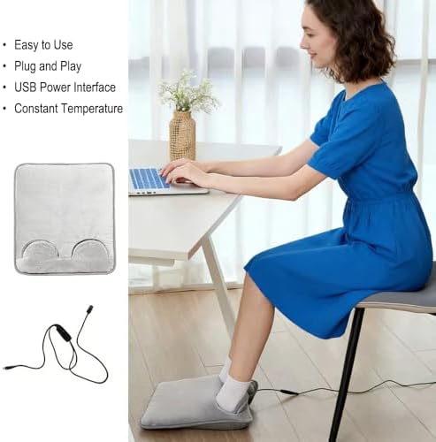USB-Powered Plush Electric Heater Foot Warmer with 5 Temperature Settings, Double-Sided Portable Heater for Winter, Under Desk & Office Use – Perfect Idea Gift