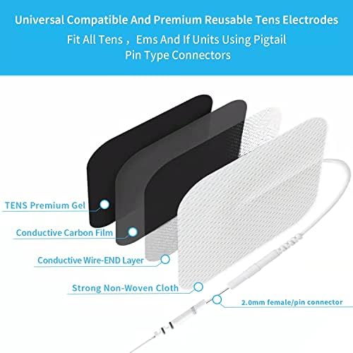 TENS Unit Replacement Pads, 40 PCS Premium Thickened Reusable Self-Adhesive Electrode Pads for EMS Muscle Stimulator Massager, 2"x4" - 20 Pcs, 2"x2" - 20 Pcs