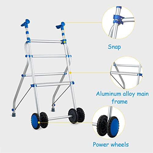 Assisted Walking Upright Pulley s Adjustable Height Elderly Walking Aid 4 Wheel Foldable Aluminum Alloy Suitable for Indoor and Outdoor