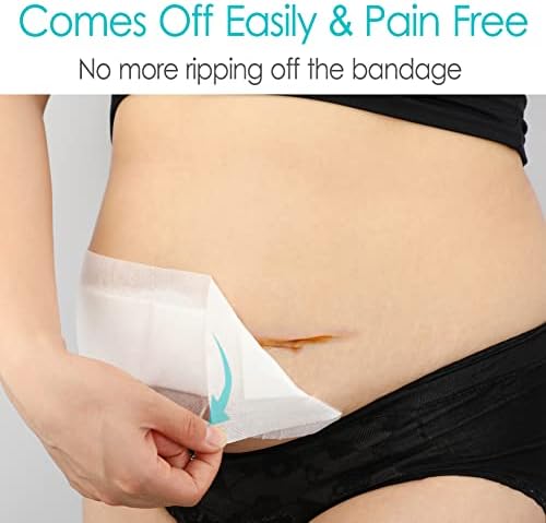 Extra Long Adhesive Island Dressing 10 Pcs, 4"x14" Knee Replacement Surgery Gauze Bandages Wound Breathable Bordered Hip Surgery Back Incision Post Surgical Recovery Individually Wrapped