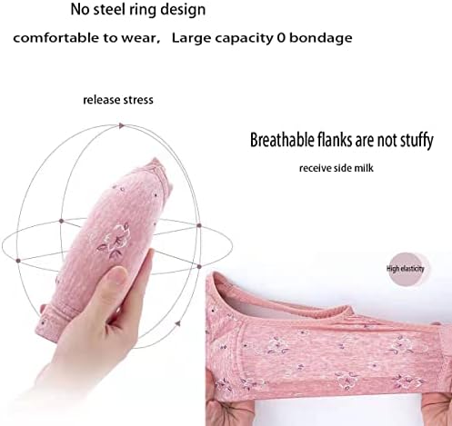 Geemor Soft&Comfortable Bra,Middle-Aged Elder Woman Floral Cotton Wireless Thin Push Up Elastic Mom Breathable Underwear