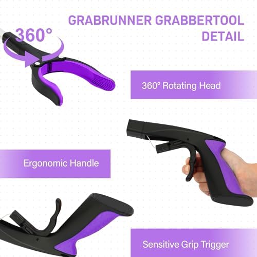 32 inch GrabRunner Heavy Duty(up to 10 lbs) Reacher Grabber Tool with Strong Magnetic (Purple(1Pack))