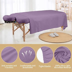 4 Sets Premium Microfiber Massage Table Sheets Set 3 Piece Set Includes Massage Table Cover Fitted Sheet and Fitted Face Rest Cover, Purple