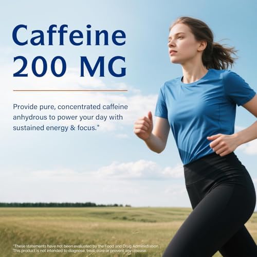 Innate Vitality Caffeine, 200 mg Caffeine Pills for Adults, Men & Women, No Crash or Jitters, Non GMO, No Gluten, Boost Energy Levels & Mental Focus, 120 Vegan Capsules