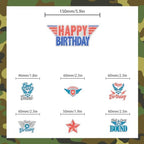 Air Force Club Cake Toppers 7-Piece Set Fighter Themed Happy Birthday, Boot Camp Party, Kids Boys and Girls Pilot Birthday Party, Baby Shower Party Jet Decorations. LIANGSS