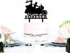 Ride with Me Forever Motorcycle Wedding Cake Topper, Funny Bride and Groom with Motorbike Cake Topper for Wedding Engagement Bridal Shower Party Decoration