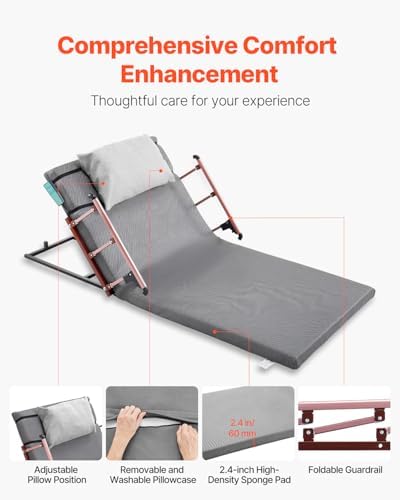 VEVOR Electric Lifting Backrest for Bed, 300 lbs Capacity, 4-68° Adjustable Lifting Bed Backrest, with Collapse Rails for Pregnant Women Elderly Patient Handicap