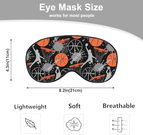 Basketball Game Silk Eye Mask Sleep Mask Sports Youthful Energetic Athletes Eye Mask with Adjustable Strap Lightweight for Women Work Travel Night Sleep