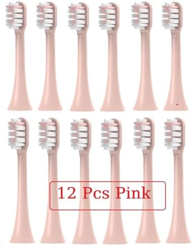 3/8/12 Pcs Compatible with SOOCAS V1/X1/X3/X5/X3U/X3PRO/v1/v2 Replacement Brush Heads Electric Toothbrush Head Soft Dupont Bristle Nozzles(12 Pcs Pink)
