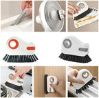 2 in 1 Groove Cleaning Brush Window Track Cleaning Tools, 2024 New Multifunctional Hard Bristle Crevice Cleaning Brush with Hidden Scraper, for Sliding Door Track Window Sill Deck Crevice (A-Orange)