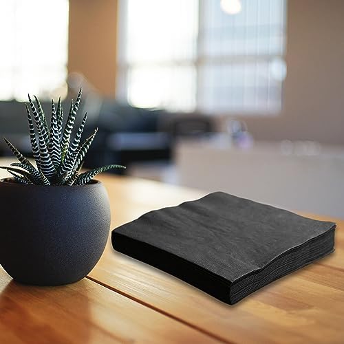 Perfectware - 2 Ply Black-200ct Perfect Stix 2 Ply Beverage Black Napkin-200 Paper Cocktail Beverage Napkin Black, 9.5" x 9.5" (Pack of 200)