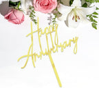 Acrylic Wedding Anniversary Cake Topper Supplies Happy- Anniversary Cake Topper Decorations 10th 30th 50th Anniversary Birthday Party Cake Decorations (Gold-1)