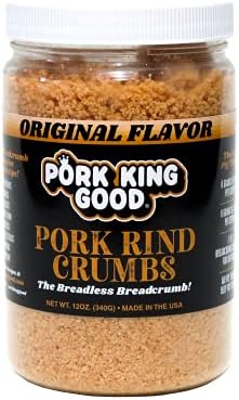 Pork King Good - Pork Rind Breadcrumbs - 2 Pack! Keto Friendly, Paleo, Gluten-Free, Sugar Free, Zero Carb Panko Substitute (Two 12 Oz Jars) (Original, 2 Pack)