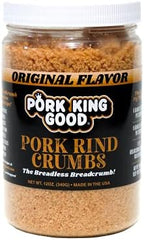 Pork King Good - Pork Rind Breadcrumbs - 2 Pack! Keto Friendly, Paleo, Gluten-Free, Sugar Free, Zero Carb Panko Substitute (Two 12 Oz Jars) (Original, 2 Pack)