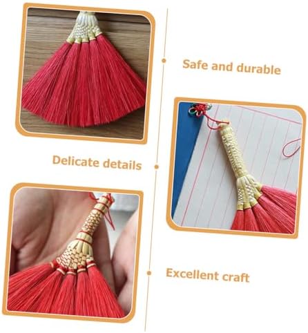 Artibetter Hand-Woven Red Small Broom Pendant Traditional Spring Festival Hanging Ornament Decorative Charm for Chinese New Year Home Décor