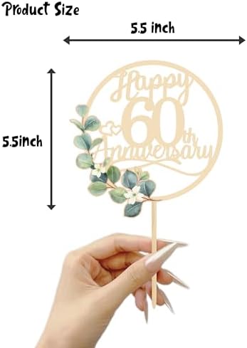 Happy 60th Anniversary Cake Toppers - 60th Anniversary Party Decorations, 60 Wedding Party, Company Decor, Wooden Decorations Diamond wedding