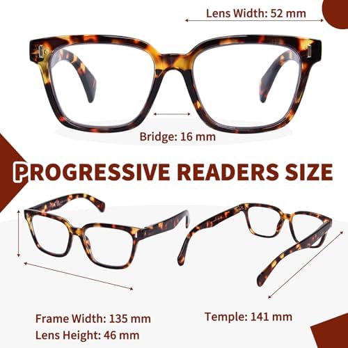 Progressive Multifocal Reading Glasses for Women Men, Anti Glare Blue Light Blocking Multifocus Computer Glasses
