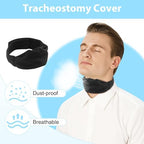2Pcs Trach Covers for Tracheostomy Neck Stoma Cover Breathable Dust- Proof Shield Neck Trachea Protector Adjustable Tracheostomy Supplies Reusable Tracheostomy Care Kits for Men and Women (Black, M)