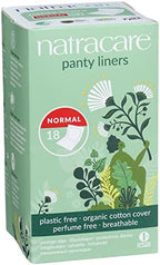 Natracare Natural Organic Normal Panty Liners, Made with Certified Organic Cotton, Ecologically Certified Cellulose Pulp and Plant Starch (1 Pack, 18 Liners Total)