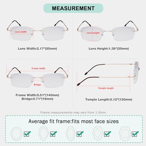 Eyekepper Ladies Frameless Reading Glasses - Lightweight Rimless Readers for Women