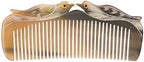 Natural Buffalo Horn Comb - Anti-Static Hair Care, Vietnamese Handmade Lovebirds Gift, Symbol of Love & Peace for Women