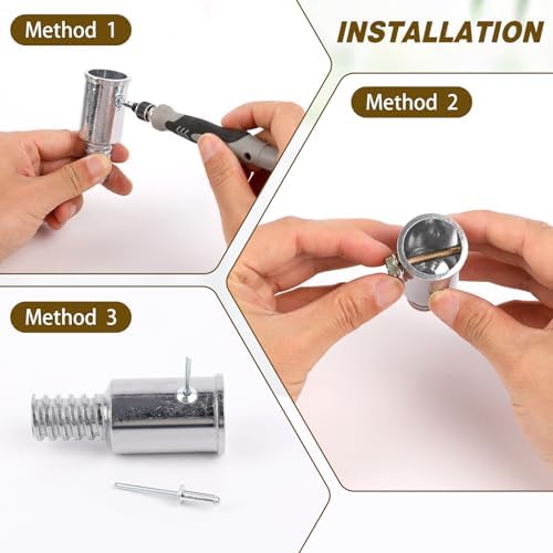 Broom Handle Threaded End, 2 Set Replacement Kit Metal Tips for 1" Wood or Metal Poles, Extension Pole Adapter for Mop, Broom