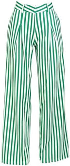 MESLIMA Women's Casual High Waist Trousers Fashion Striped Print Summer Loose Wide Leg Pants with Pockets
