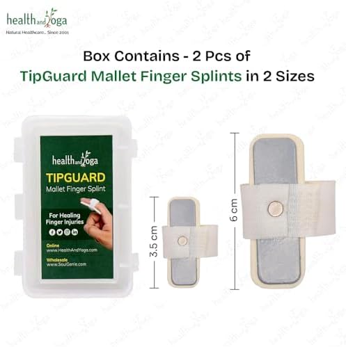 SoulGenie HealthAndYoga™ TipGuard Bendable Finger Splint for Mallet Finger Deformity -Post-Surgical Care- Adjustable Straightener -Trigger Finger Brace - 2 Sizes Set