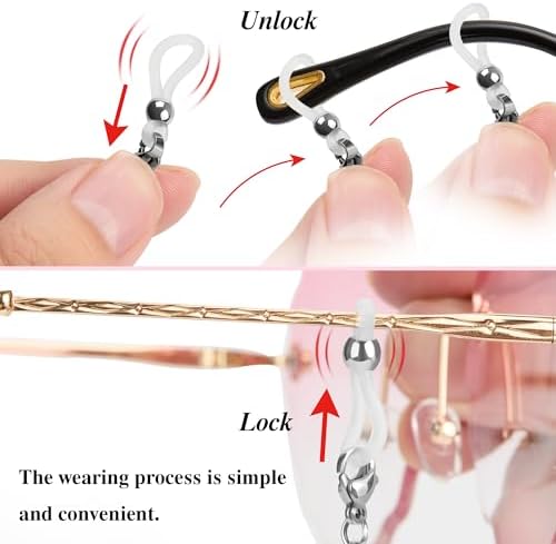 Glasses Chain for Women 75cm - Stainless Steel Eyeglass Holder with Anti-Slip Silicone Tips