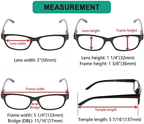 Eyekepper Classic Reading Glasses for Men 5 Pack Spring Hinges Readers
