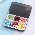 Portable Pill Organizer - Slim Pill Box for Purse or Travel, Compact Pill Case(6 Compartment,Gray)
