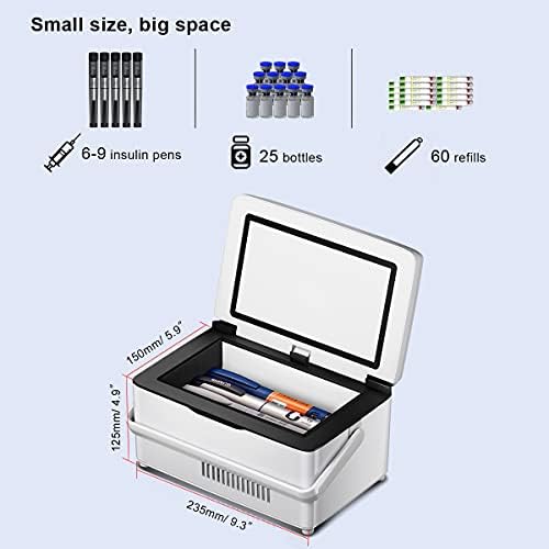 Portable medicine cooler box,insulin fridge,medicine cooler with LCD touch screen temperature display for home,travel,keep cooling with handle (NEW F temperature)