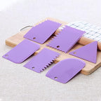 6pcs Cake Scraper Decorating Comb and Icing Smoother Reusable Bread Cream Pizza Cutter-Purple