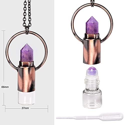 Nupuyai Healing Crystal Point Pendant Necklace with Perfume Bottle, Essential Oil Diffuser Necklace for Women Men with Chain