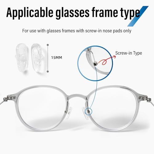 (250 Pair) Silicone Nose pad for Eyeglasses 15mm Screw in Wholesale Eyeglasses Shop Use By Dhoptical (15mm Screw in)