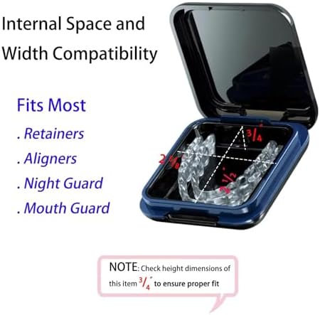 Portable Retainer Case with Mirror, Slim Snap-Lock Storage for Aligners & Mouth Guard, Travel-Friendly Dental Case, Inner Size: 2.56 × 2.36 × 0.79 inches (1 Pack)