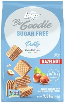 Gastone Lago Party Wafers Cookies, Hazelnut Sugar Free – 7.5 oz Each (2-Pack) | Italian Crispy Wafer Cookies with Creamy Hazelnut Filling