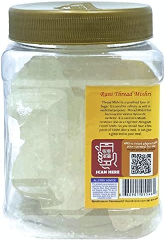 Rani Thread Misri (Rock Sugar/Dhaga Mishri) 17.5oz (1.1lbs) 500g PET Jar ~ All Natural | Gluten Friendly | No Colors | Vegan | Kosher | Indian Origin