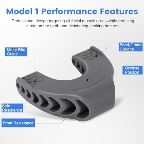 9PCS Jaw Exerciser for Men & Women, 2 Model Set with 3 Resistance Levels Silicone Jaw Toner for Beginner, Intermediate & Advanced Users, Jawline Exerciser (White/Grey/Black)
