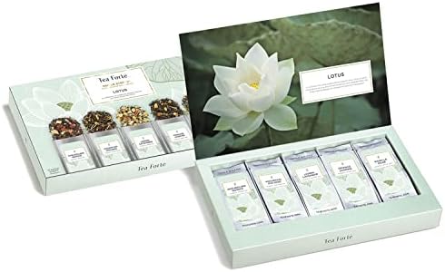 Tea Forte Single Steeps Loose Leaf Tea Sampler, Assorted Variety Tea Box, 15 Single Serve Pouches, Lotus Tea