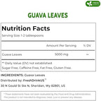 FreshDrinkUS, Premium 100+ Natural Guava Leaves, Whole Dried Leaves, 100% Pure, Natural Guava Loose Leaf Herbal Tea, No Additives, No Caffeine, Vegan